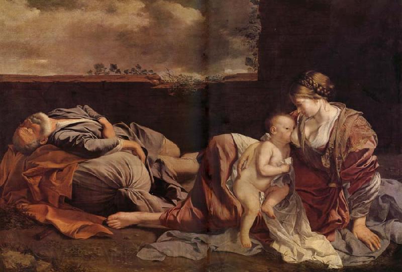 Orazio Gentileschi Le Repos de la Sainte Famille pendant la fuite en Egypte Germany oil painting art
